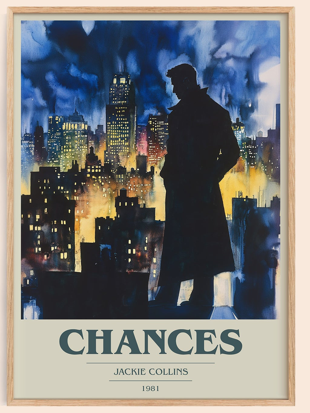 Chances book cover book poster by Jackie Collins – framed literary art print