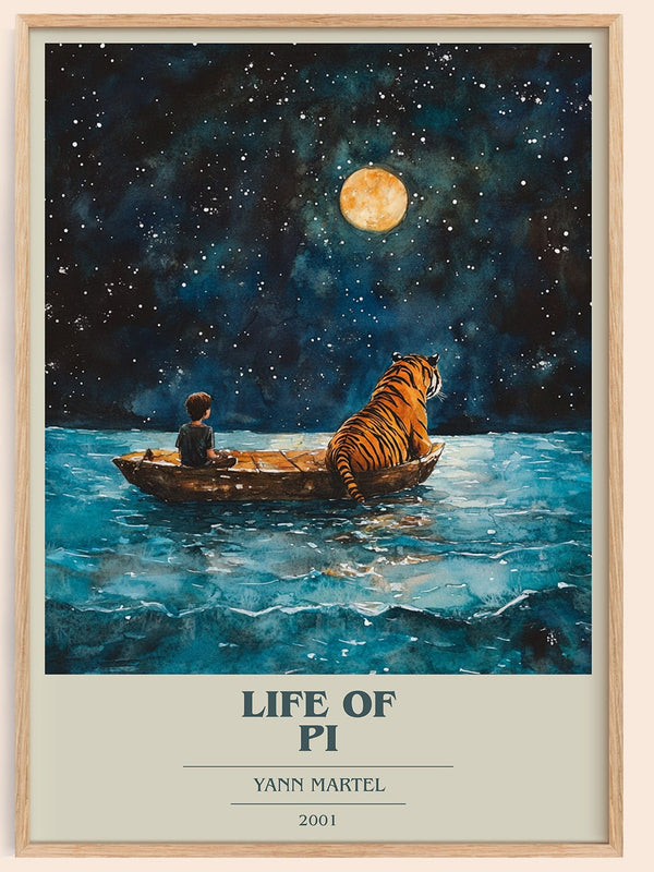 Life of Pi book cover book poster by Yann Martel – framed literary art print