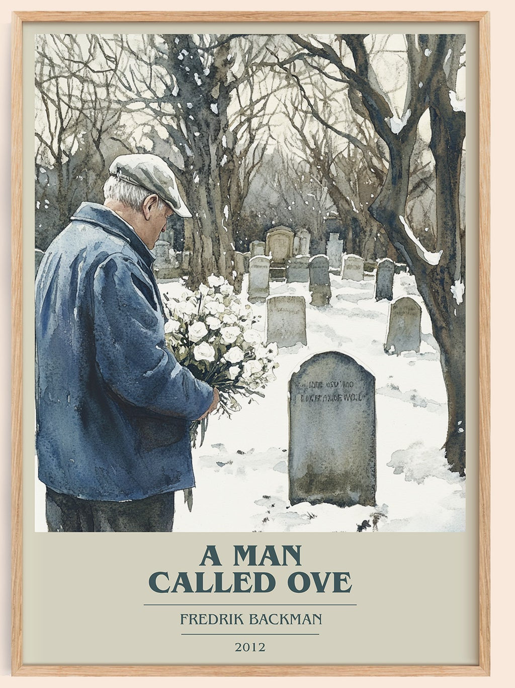 A Man Called Ove book cover book poster by Fredrik Backman – framed literary art print