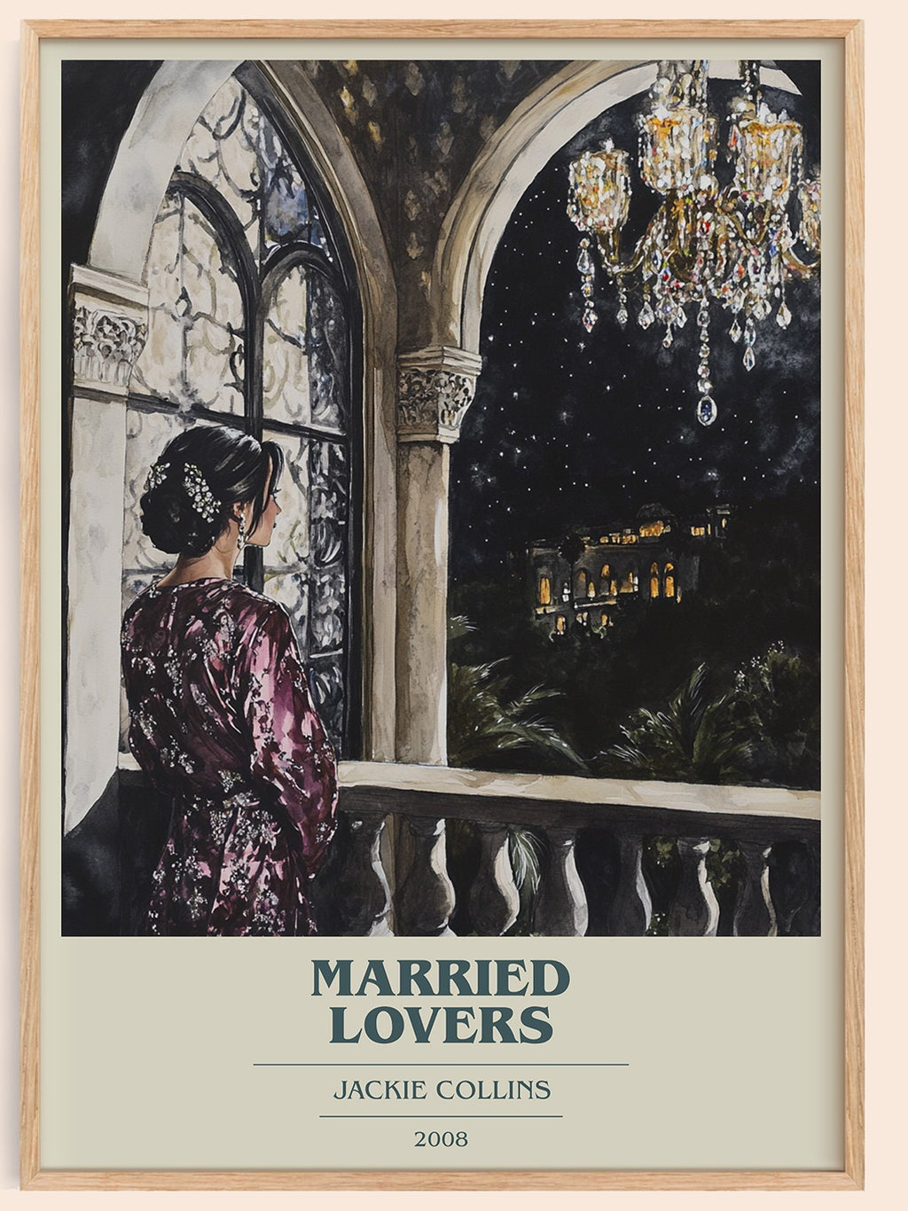 Married Lovers book cover book poster by Jackie Collins – framed literary art print