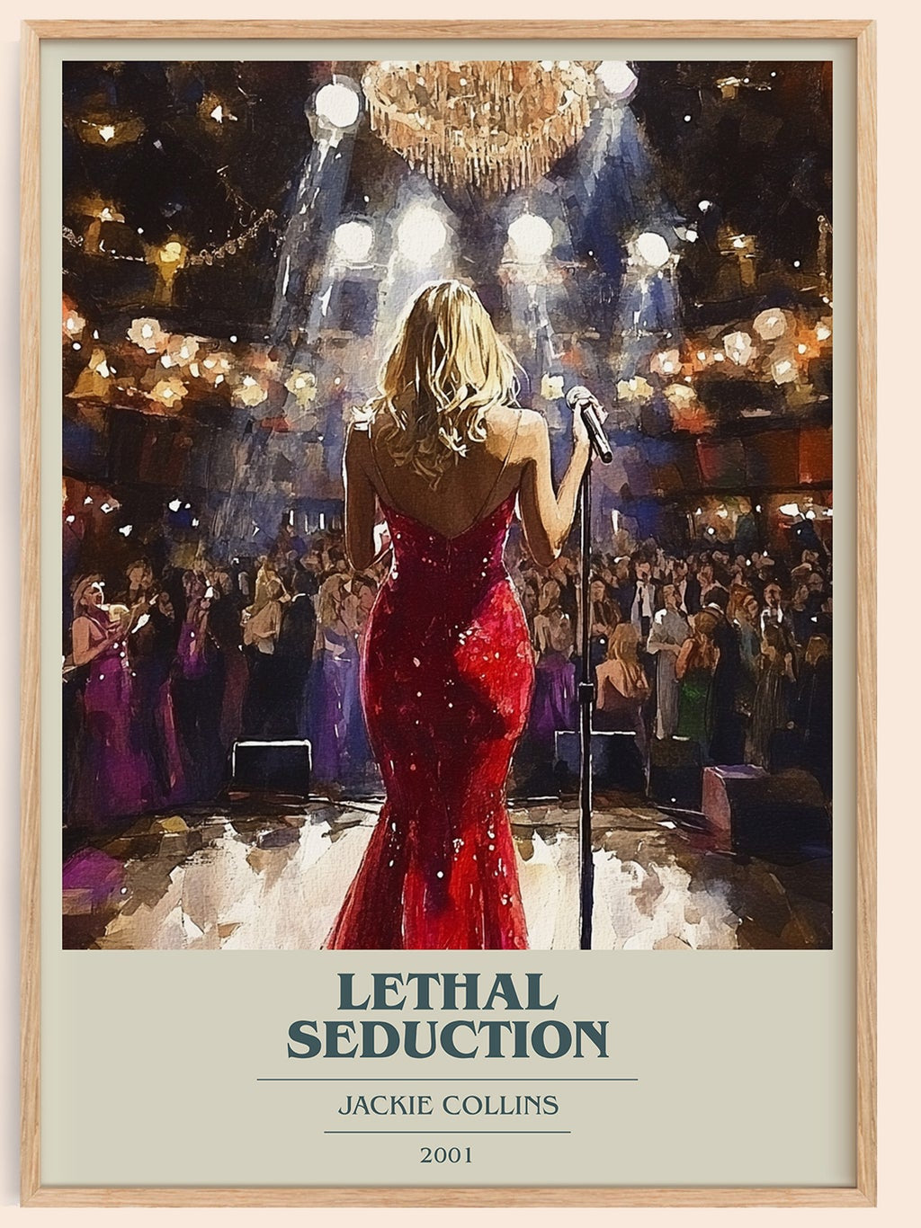 Lethal Seduction book cover book poster by Jackie Collins – framed literary art print