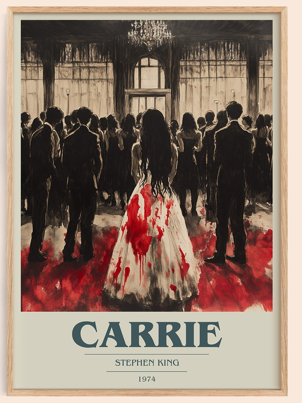Carrie book cover book poster by Stephen King – framed literary art print