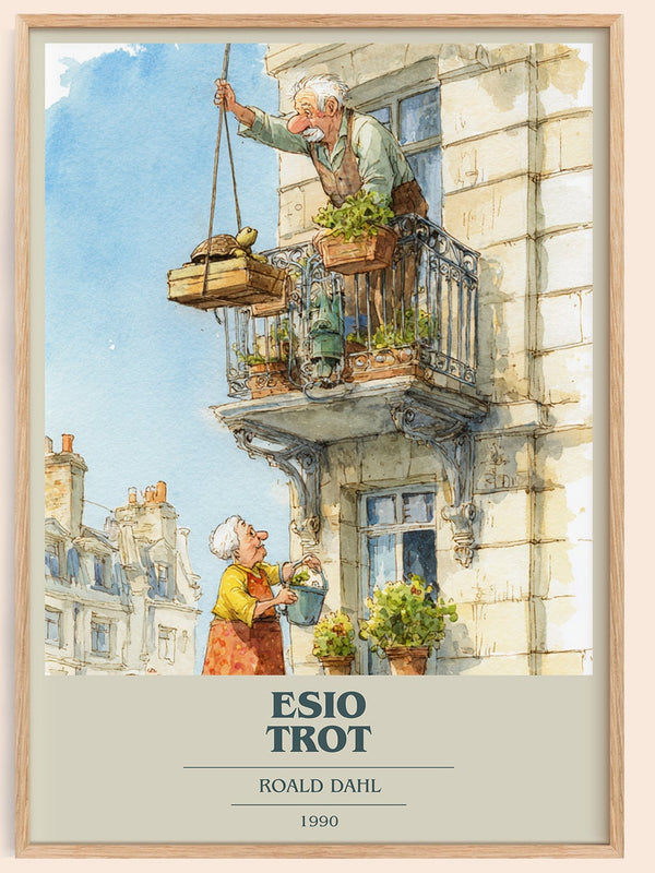 Esio Trot book cover book poster by Roald Dahl – framed literary art print