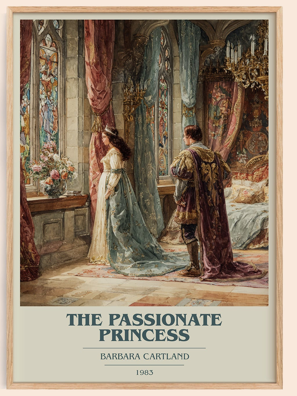 The Passionate Princess book cover book poster by Barbara Cartland – framed literary art print