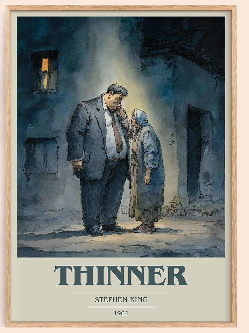 Thinner book cover book poster by Stephen King – framed literary art print