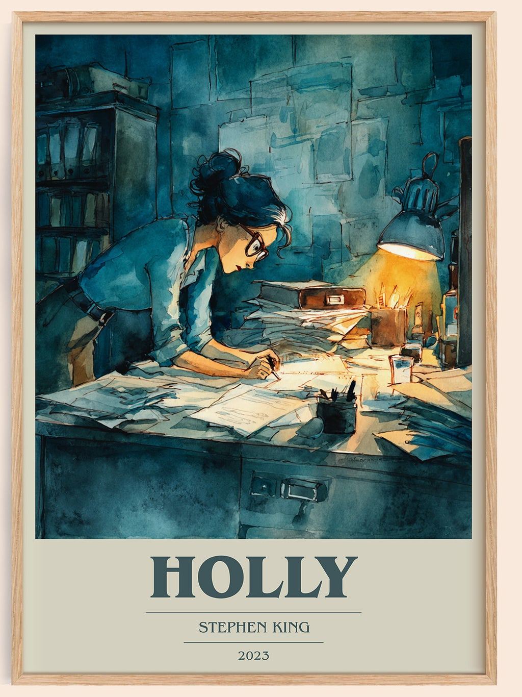 Holly book cover book poster by Stephen King – framed literary art print