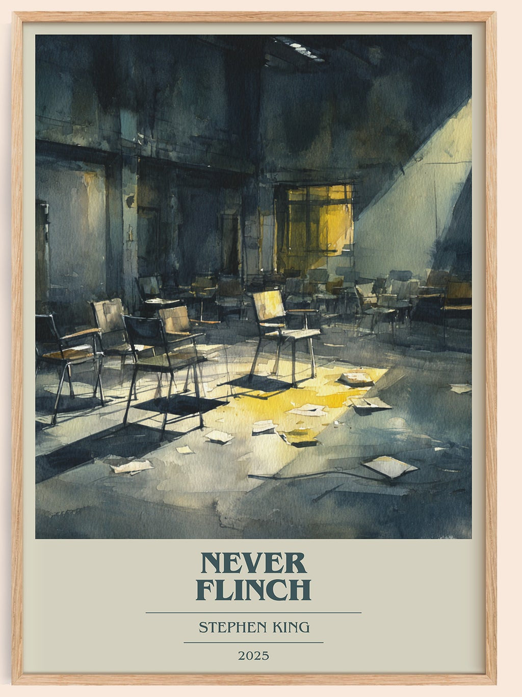 Never Flinch book cover book poster by Stephen King – framed literary art print