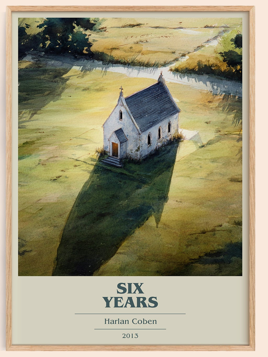 Six Years book cover book poster by Harlan Coben – framed literary art print