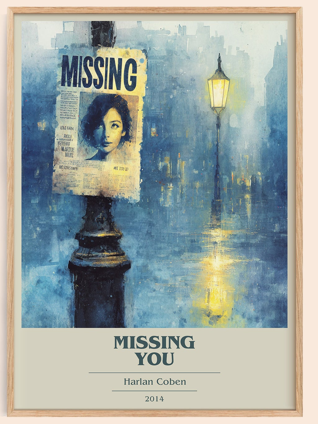 Missing You book cover book poster by Harlan Coben – framed literary art print