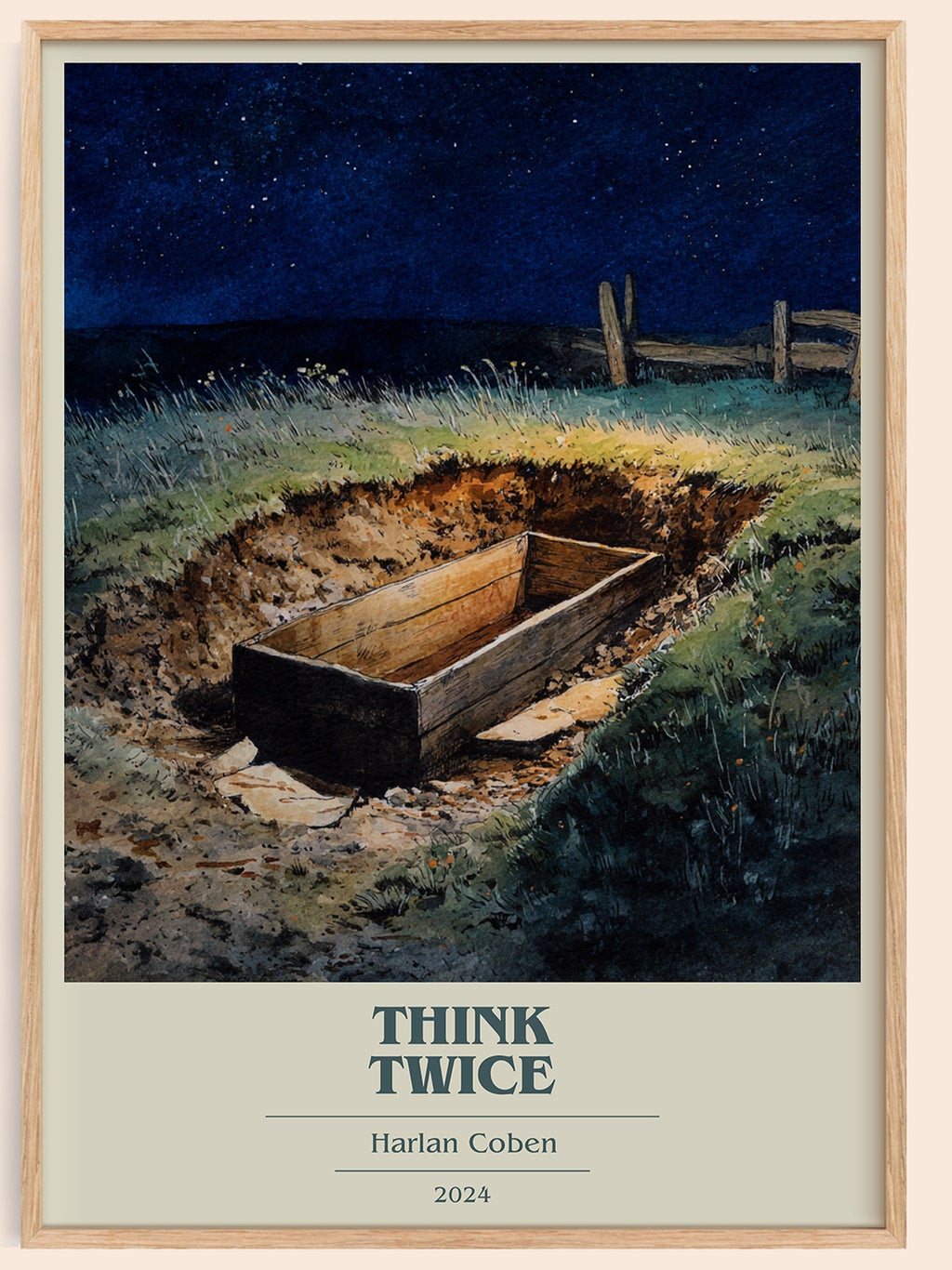 Think Twice book cover book poster by Harlan Coben – framed literary art print