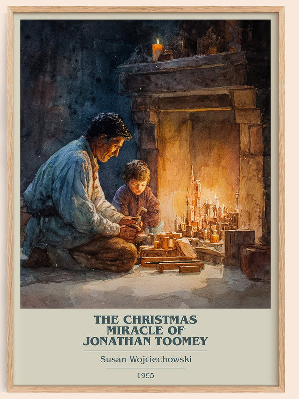 The Christmas Miracle of Jonathan Toomey book cover book poster by Susan Wojciechowski – framed literary art print