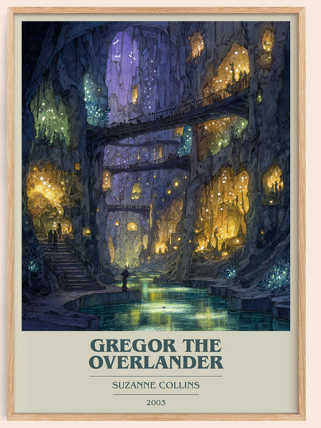 Gregor The Overlander book cover book poster by Suzanne Collins – framed literary art print