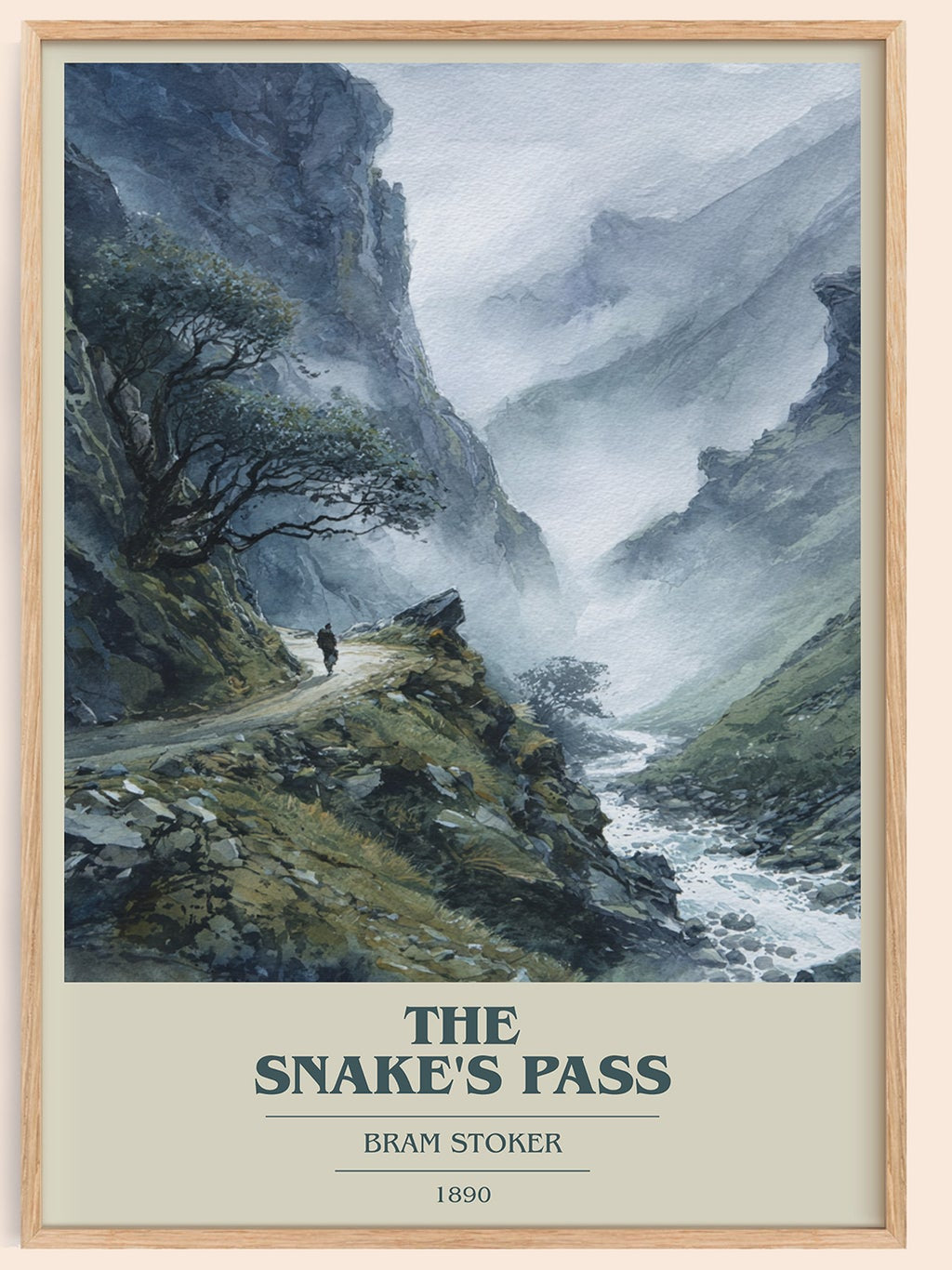 The Snake's Pass book cover book poster by Bram Stoker – framed literary art print