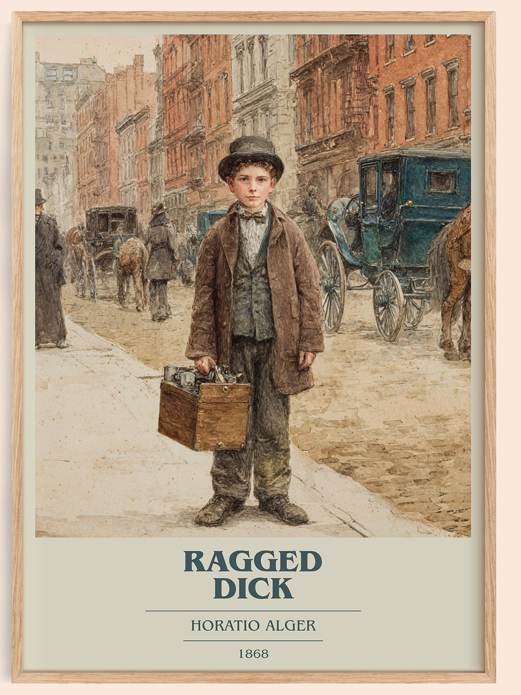 Ragged Dick book cover book poster by Horatio Alger – framed literary art print