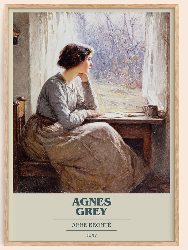 Agnes Grey book cover book poster by Anne Brontë – framed literary art print