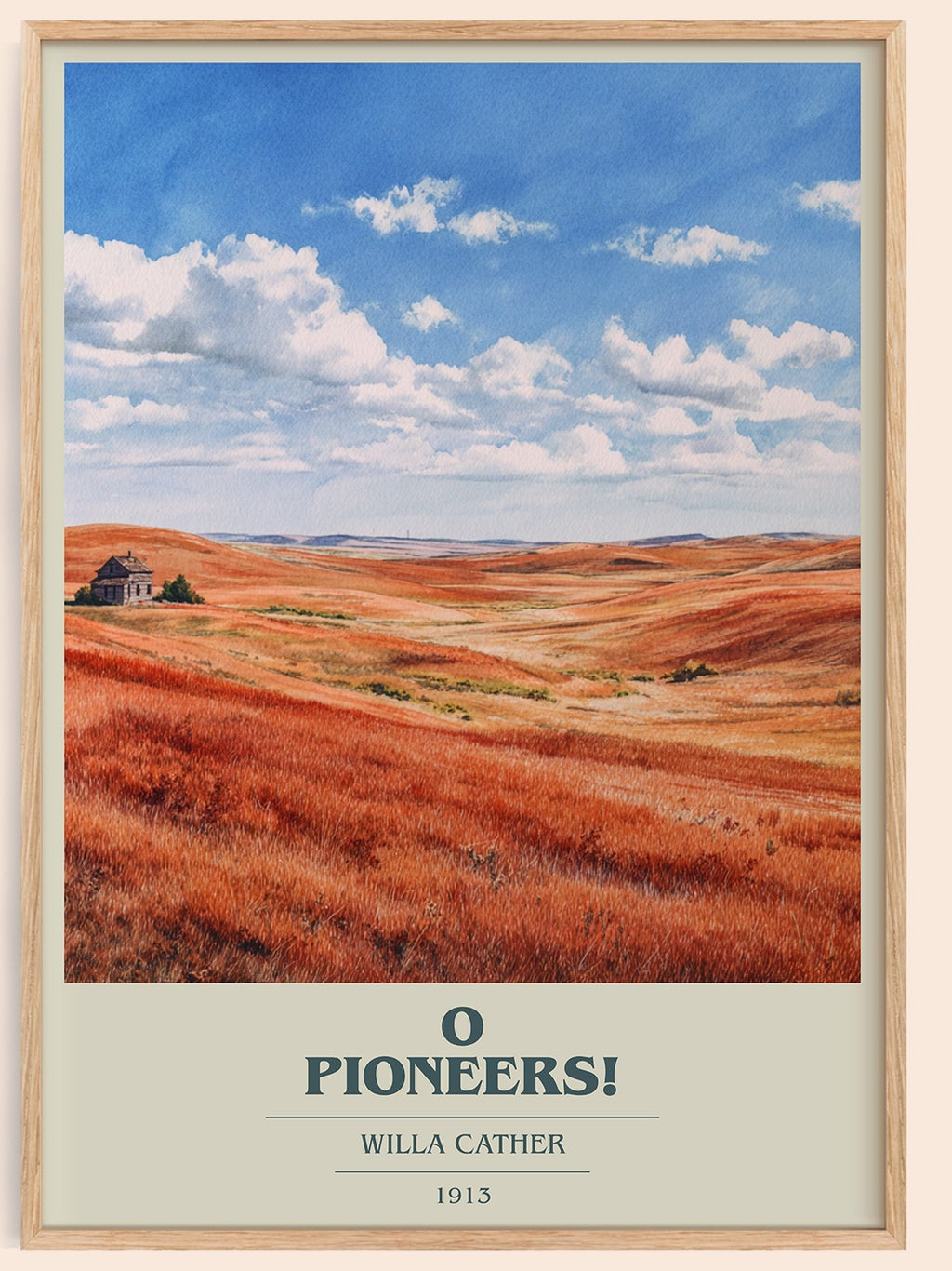 O Pioneers! book cover book poster by Willa Cather – framed literary art print