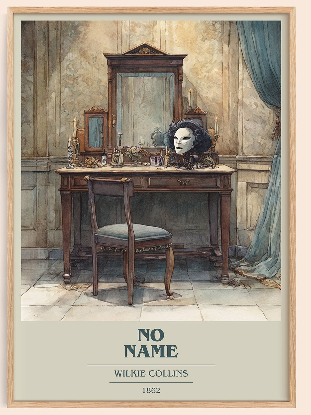 No Name book cover book poster by Wilkie Collins – framed literary art print