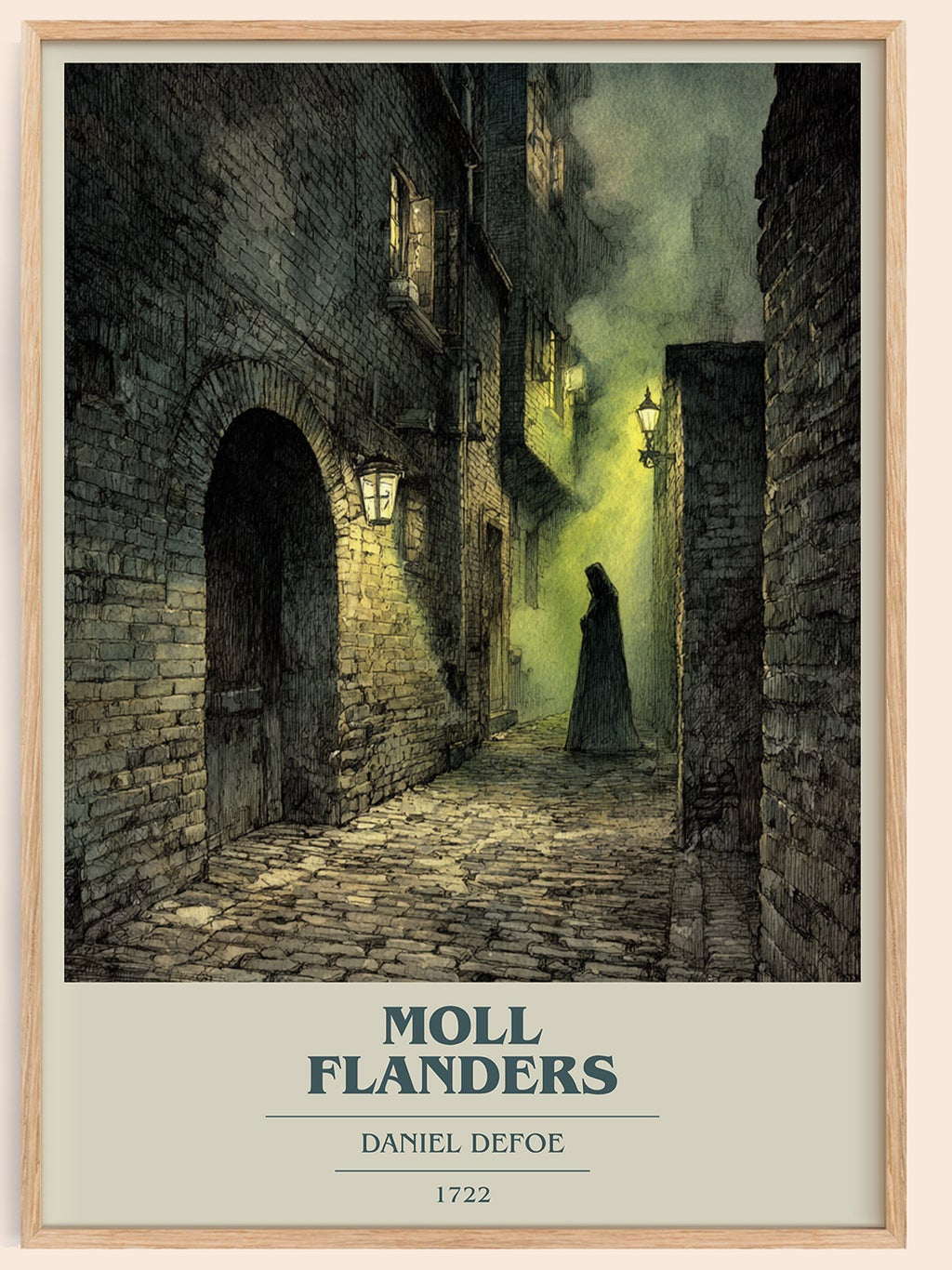 Moll Flanders book cover book poster by Daniel Defoe – framed literary art print