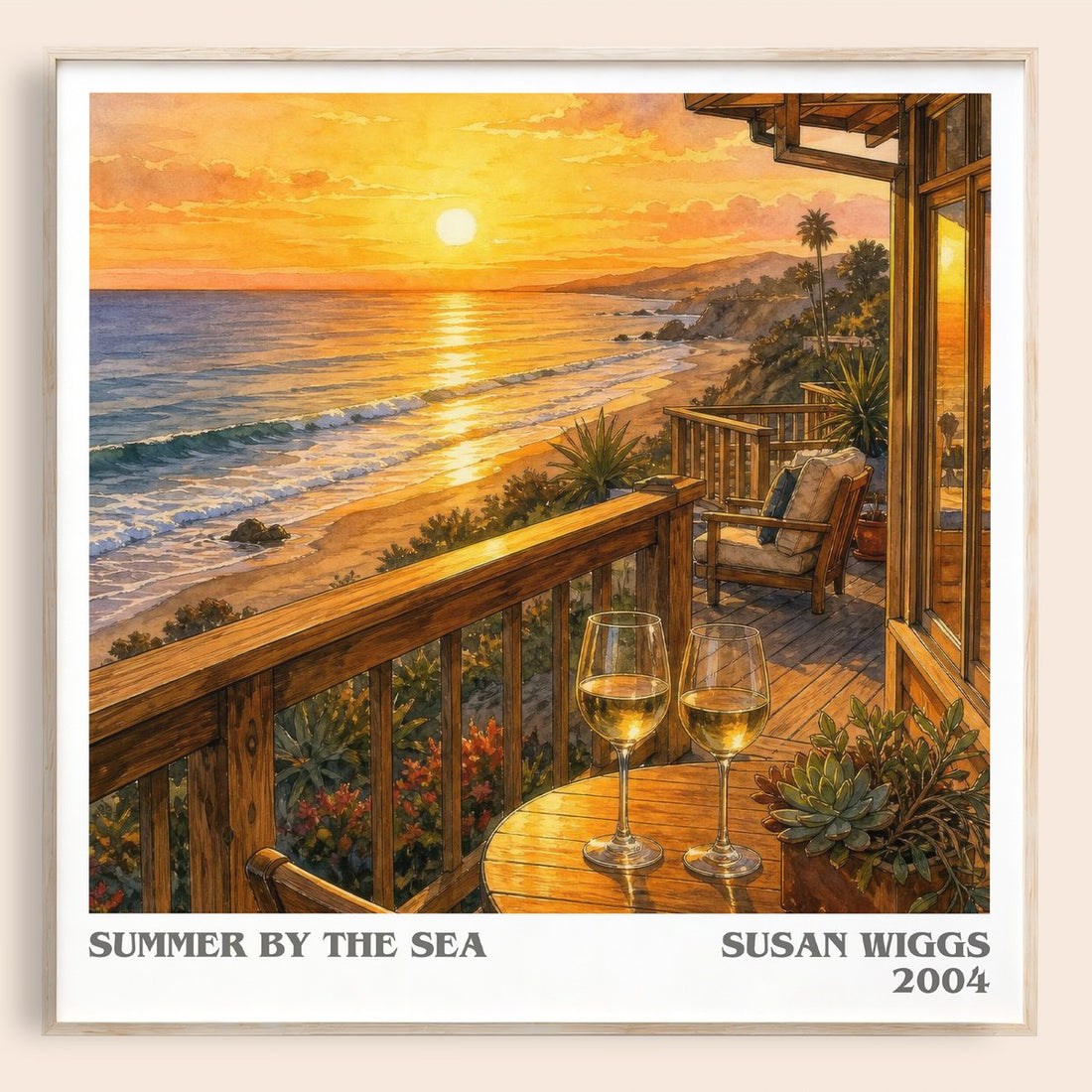 Summer by the Sea literary book poster by Susan Wiggs – framed literary art print