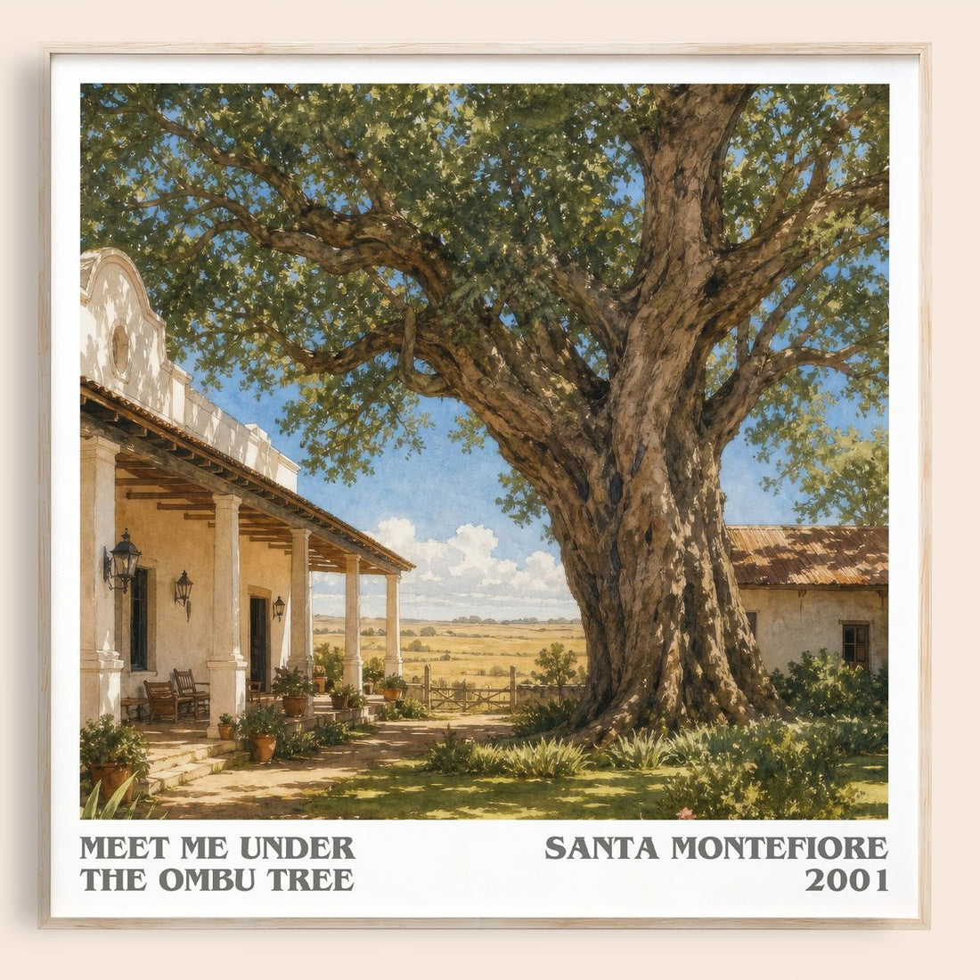 Meet Me Under the Ombu Tree literary book poster by Santa Montefiore – framed literary art print