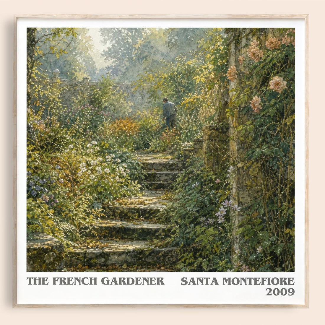 The French Gardener literary book poster by Santa Montefiore – framed literary art print