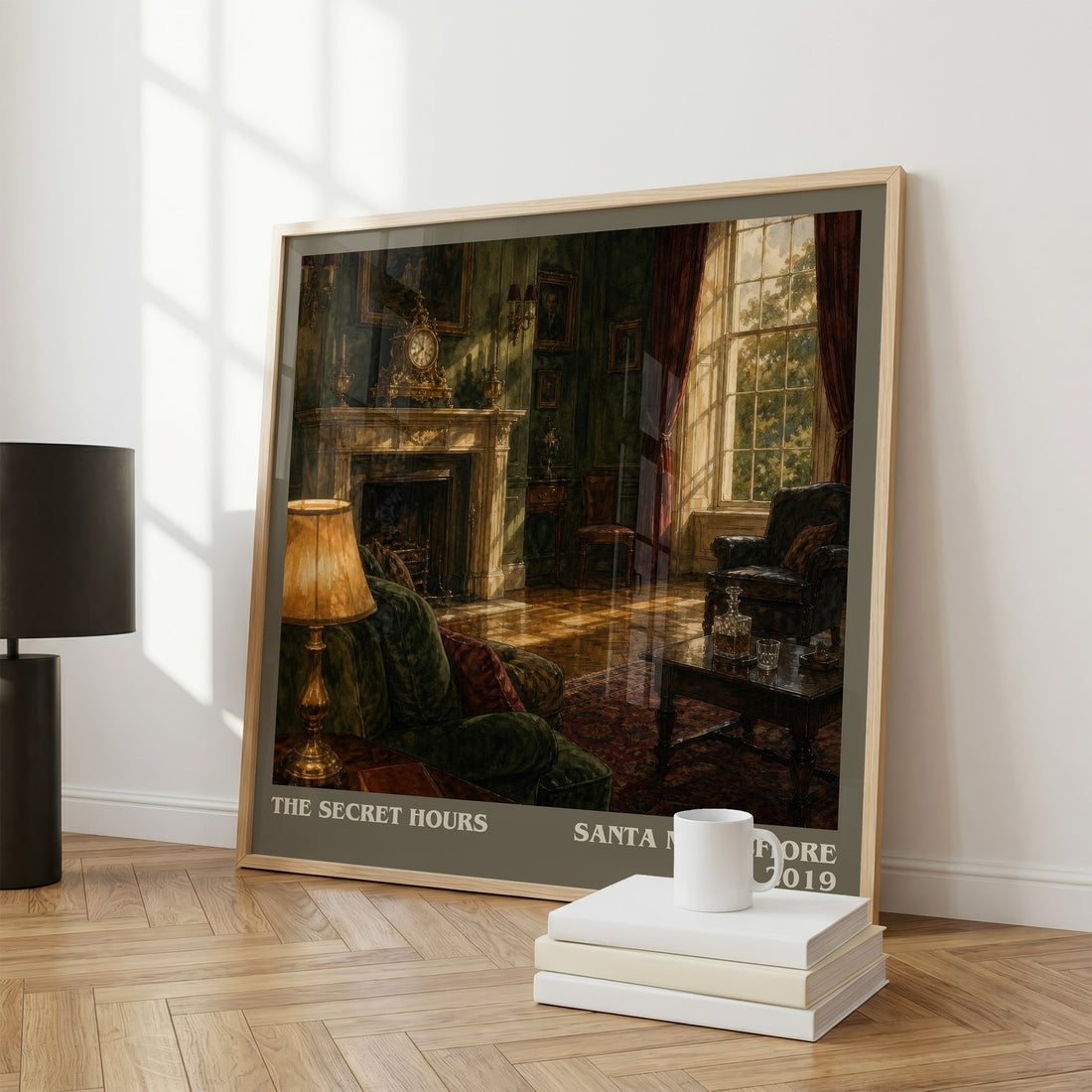 The Secret Hours literary print framed by window – literary home decor
