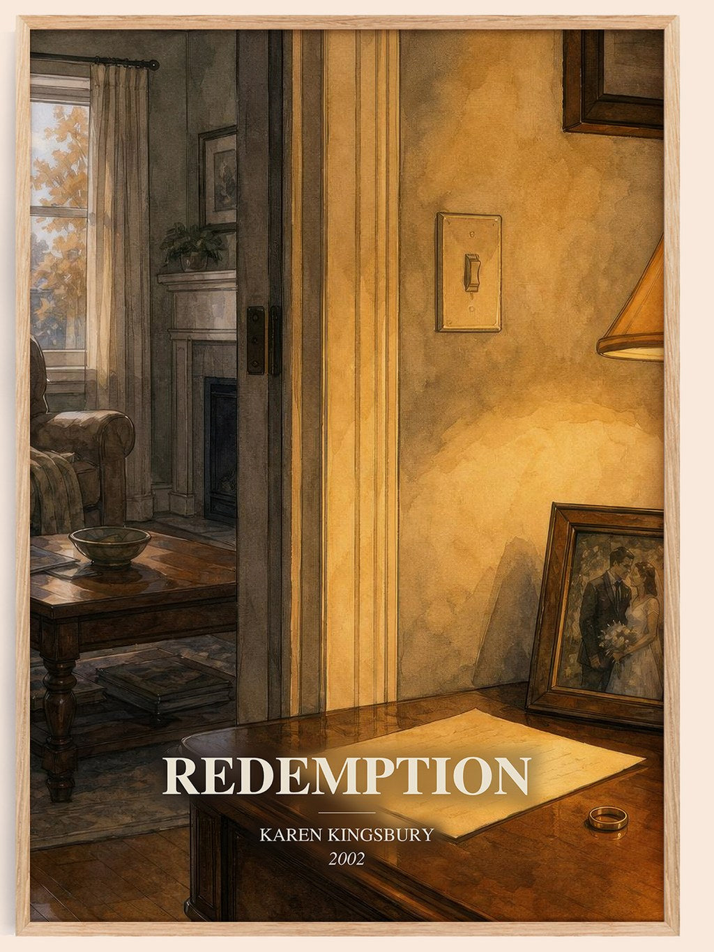 Redemption watercolour book poster by Karen Kingsbury – framed literary art print