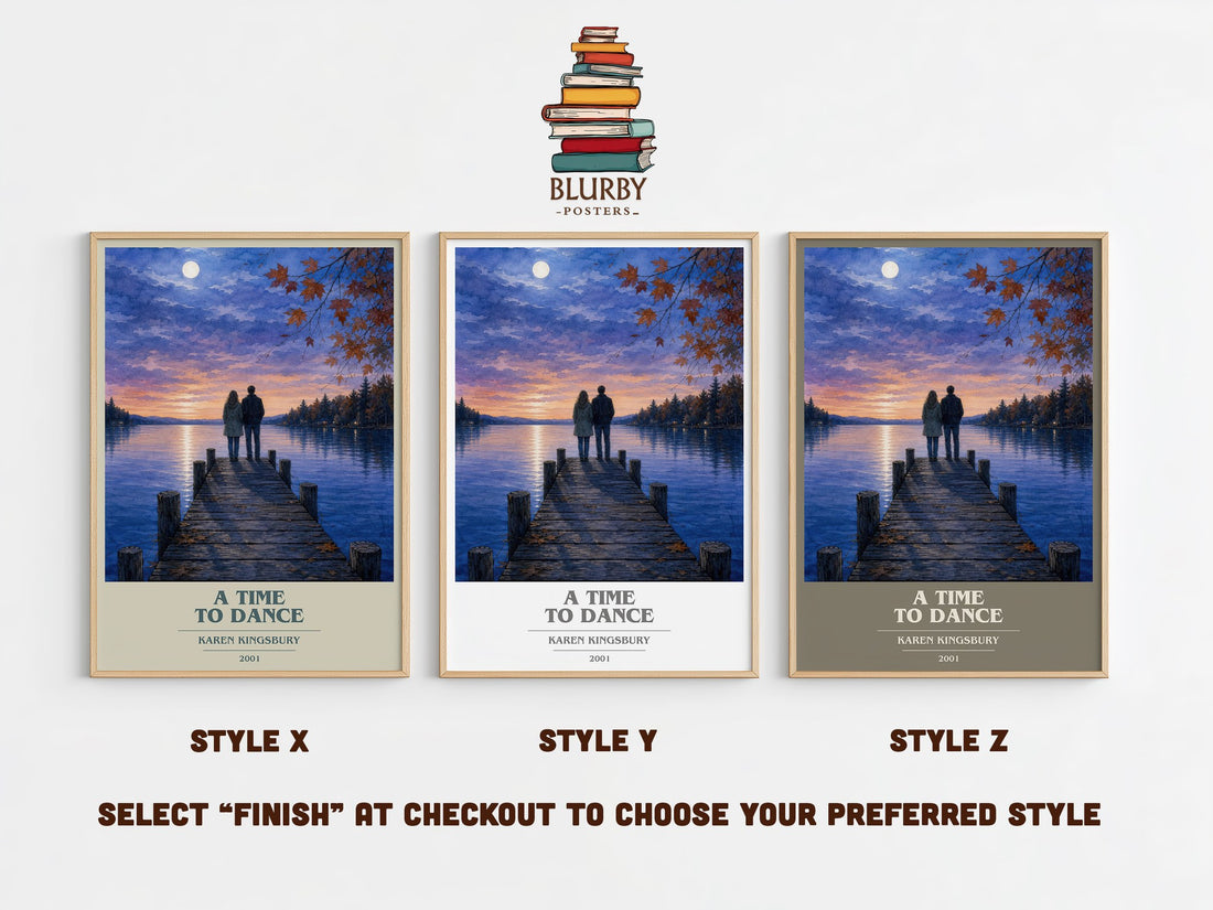 A Time to Dance book cover print in frame leaning in hallway – contemporary fiction wall art (mockup)
