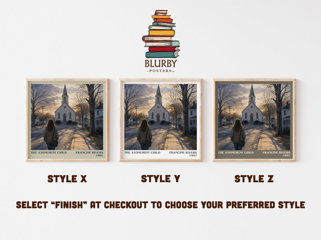 The Atonement Child literary print in frame leaning in hallway – contemporary fiction wall art (mockup)