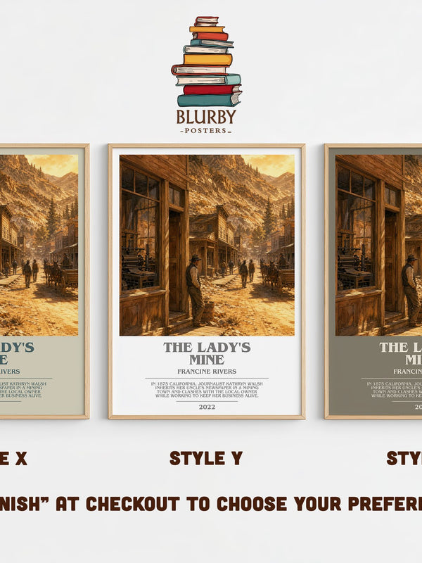 The Lady's Mine bookish print in frame leaning in hallway – romance wall art