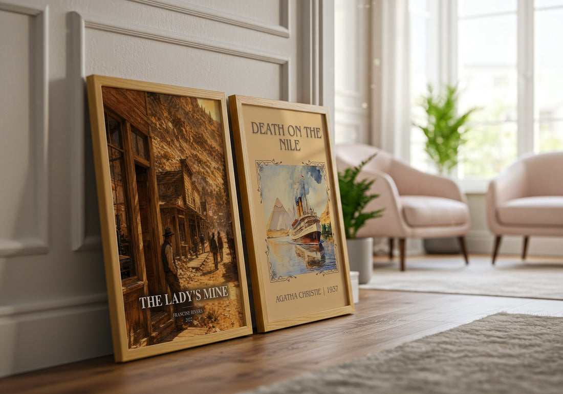 The Lady's Mine watercolour print framed by window – literary home decor