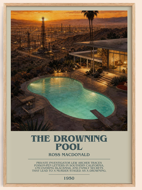 The Drowning Pool bookish book poster by Ross Macdonald – framed literary art print