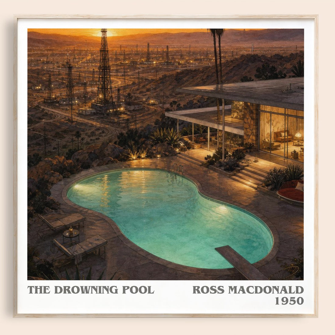 The Drowning Pool literary book poster by Ross Macdonald – framed literary art print