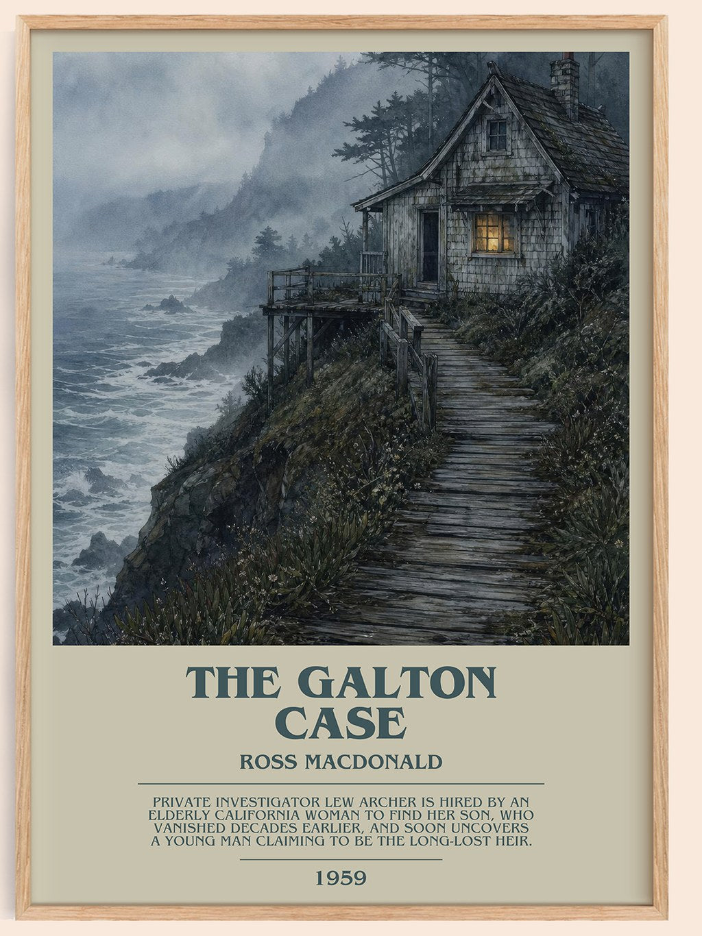 The Galton Case bookish book poster by Ross Macdonald – framed literary art print