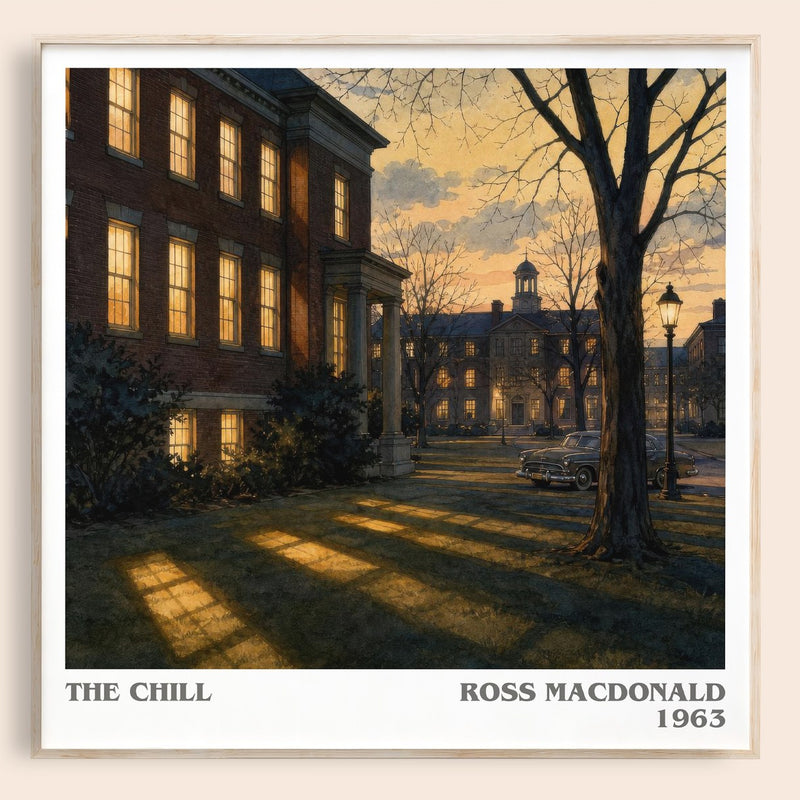 The Chill literary book poster by Ross Macdonald – framed literary art print