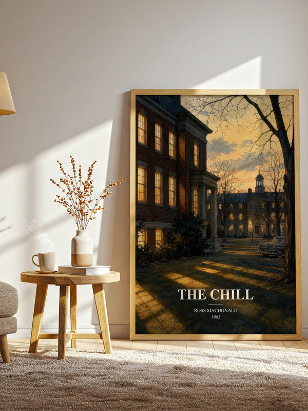 The Chill watercolour print in frame leaning in hallway – mystery wall art