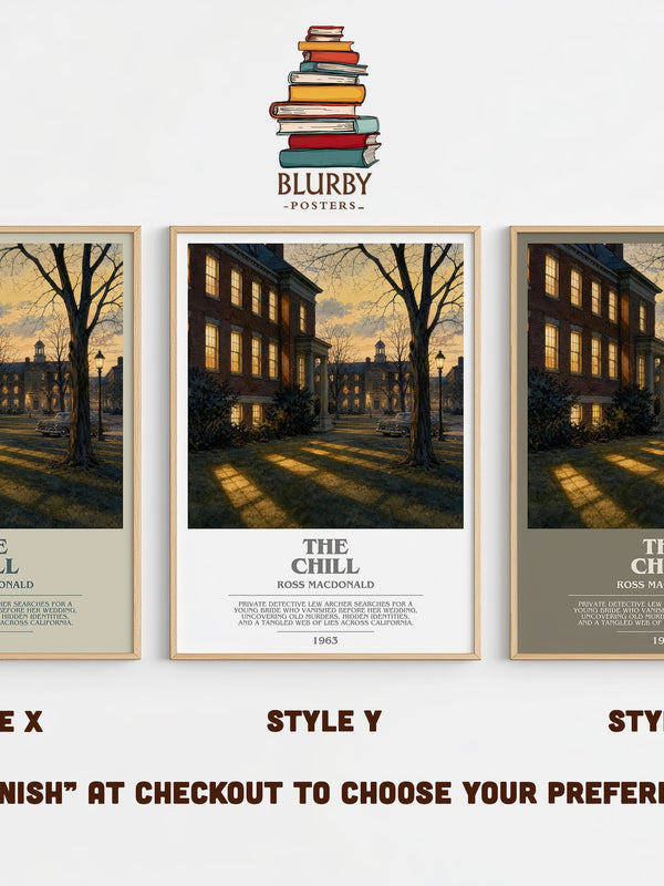 The Chill bookish print in frame leaning in hallway – mystery wall art