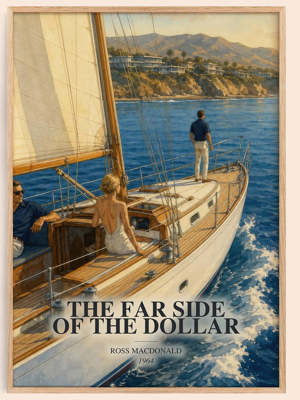 The Far Side of the Dollar watercolour book poster by Ross Macdonald – framed literary art print