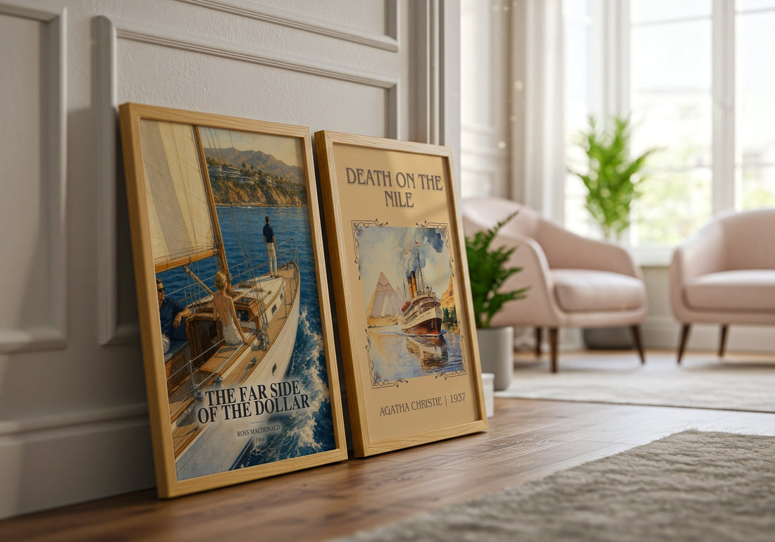The Far Side of the Dollar watercolour print framed by window – literary home decor