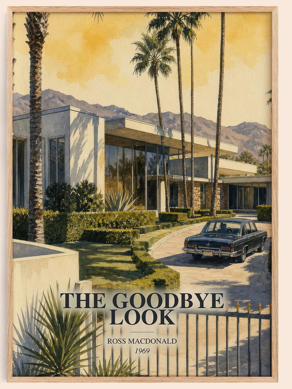 The Goodbye Look watercolour book poster by Ross Macdonald – framed literary art print