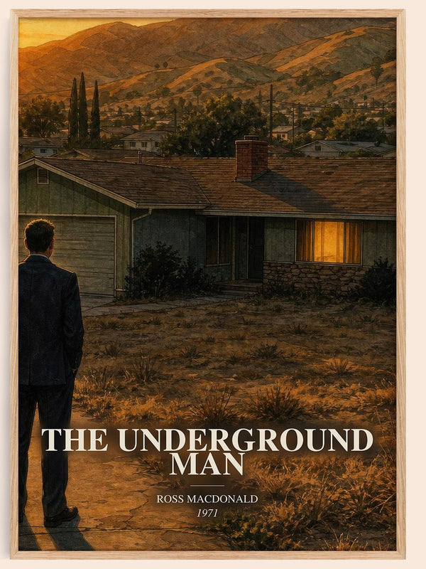 The Underground Man watercolour book poster by Ross Macdonald – framed literary art print