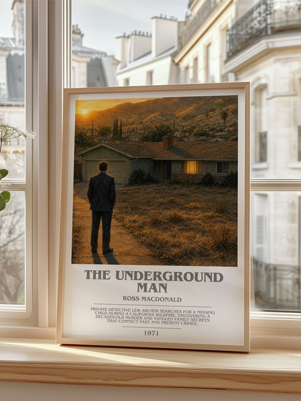 The Underground Man bookish poster colour and style options – Ross Macdonald book art