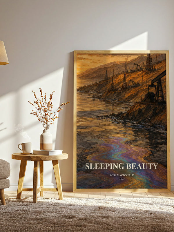 Sleeping Beauty watercolour print in frame leaning in hallway – mystery wall art