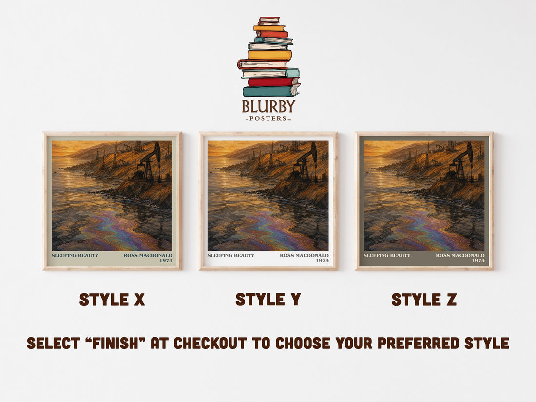 Sleeping Beauty literary print in frame leaning in hallway – mystery wall art (mockup)