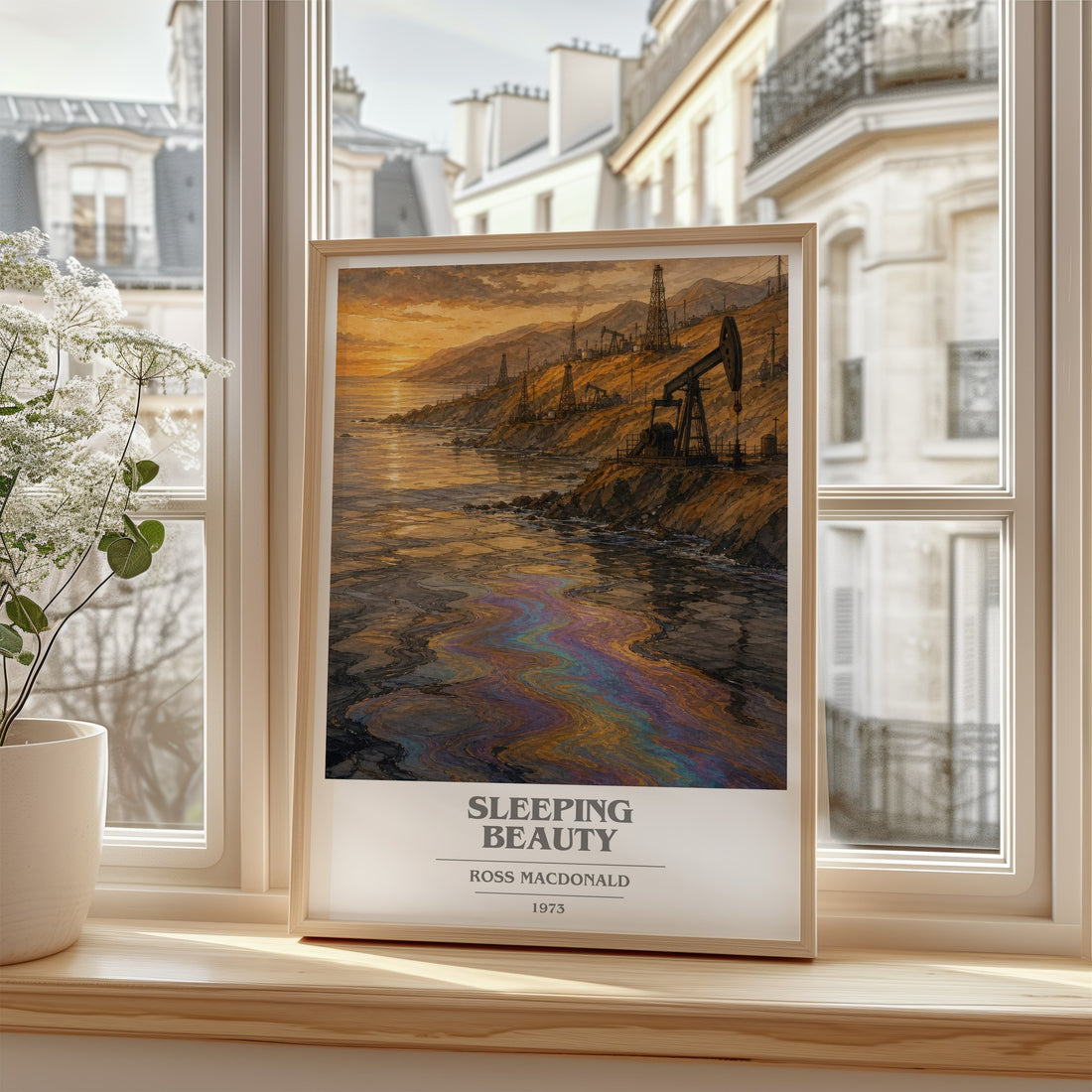 Sleeping Beauty book cover poster colour and style options – Ross Macdonald book art (mockup)