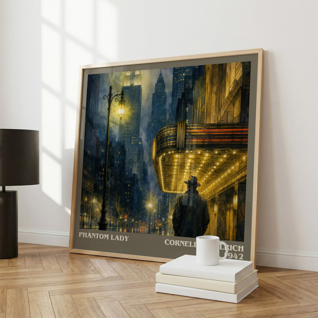 Phantom Lady literary print framed by window – literary home decor