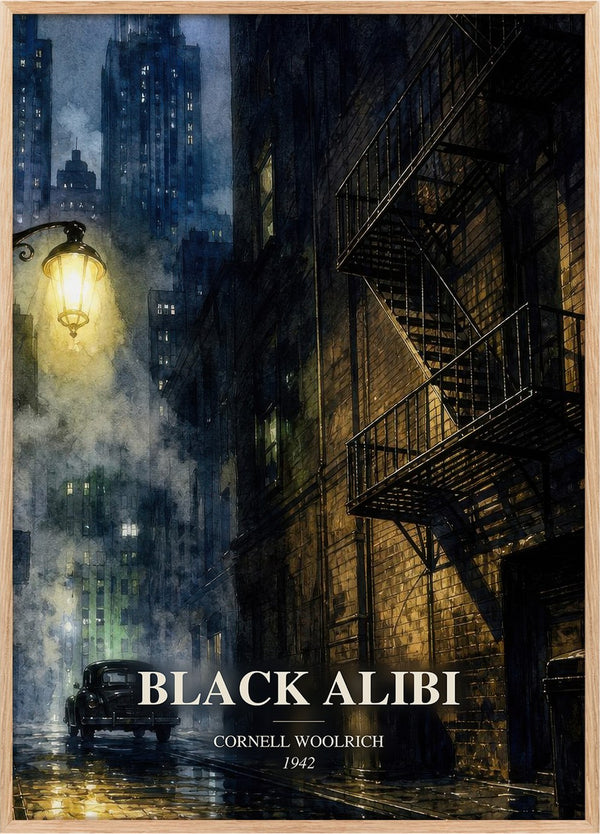 Black Alibi Book Watercolour Illustration by Cornell Woolrich
