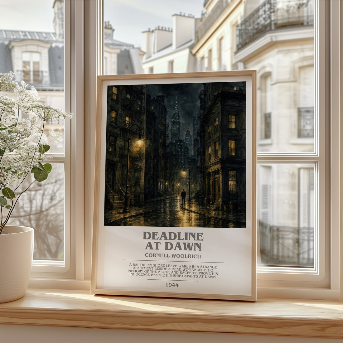 Deadline at Dawn bookish poster colour and style options – Cornell Woolrich book art