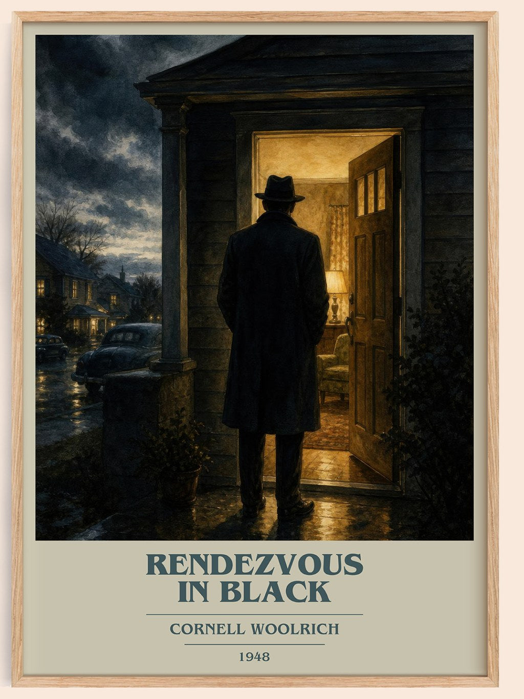 Rendezvous in Black book cover book poster by Cornell Woolrich – framed literary art print