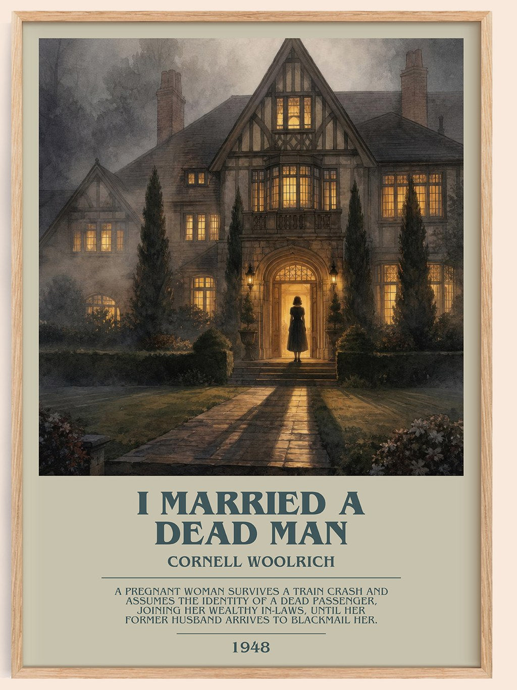 I Married a Dead Man bookish book poster by Cornell Woolrich – framed literary art print